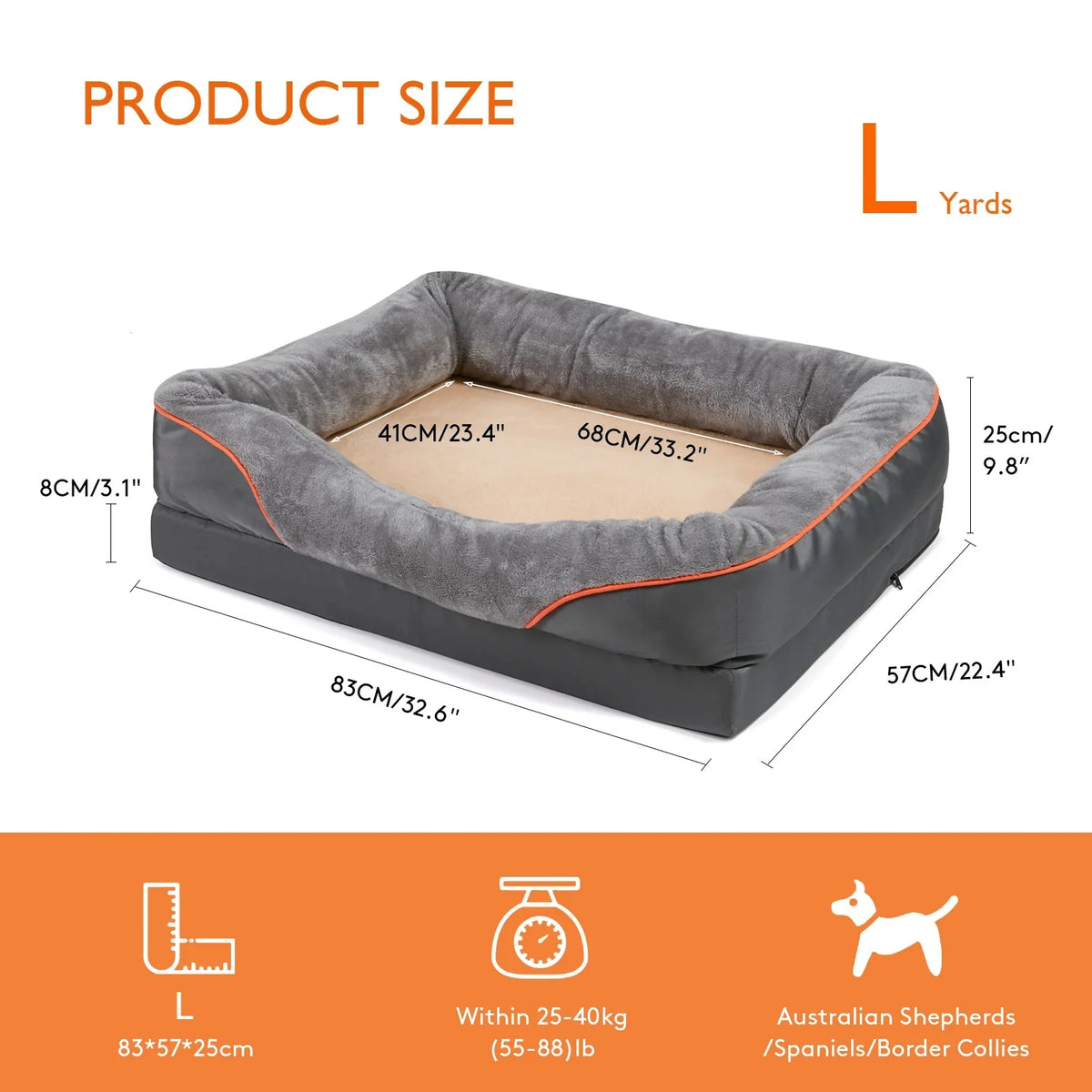 Dog Bed Orthopedic Foam Waterproof & Removable Cover