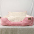 Dog Bed Plush Backrest Removable Washable Cover