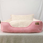 Dog Bed Plush Backrest Removable Washable Cover