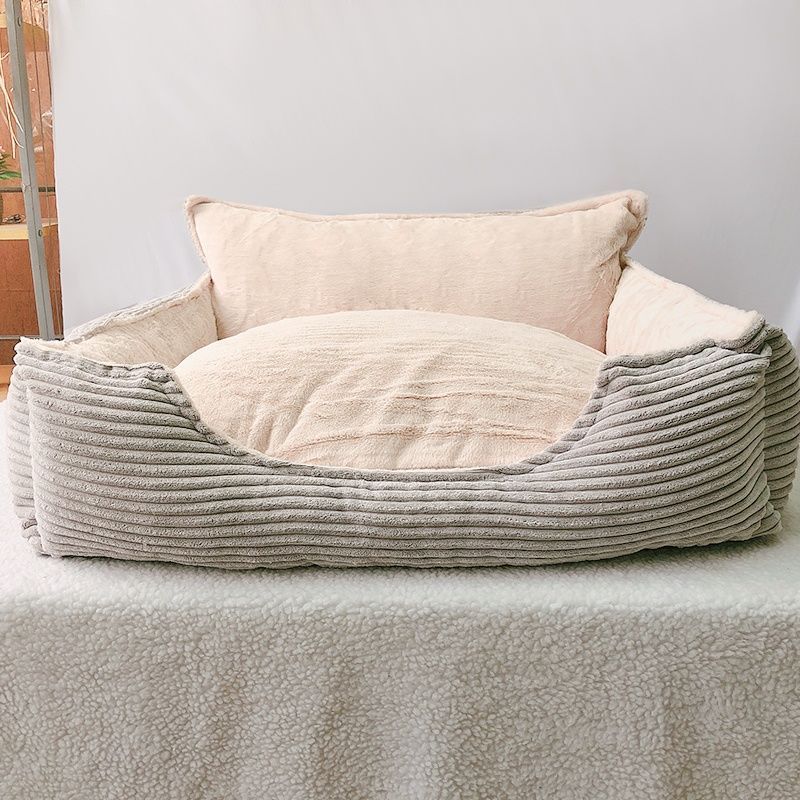 Dog Bed Plush Backrest Removable Washable Cover