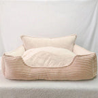 Dog Bed Plush Backrest Removable Washable Cover