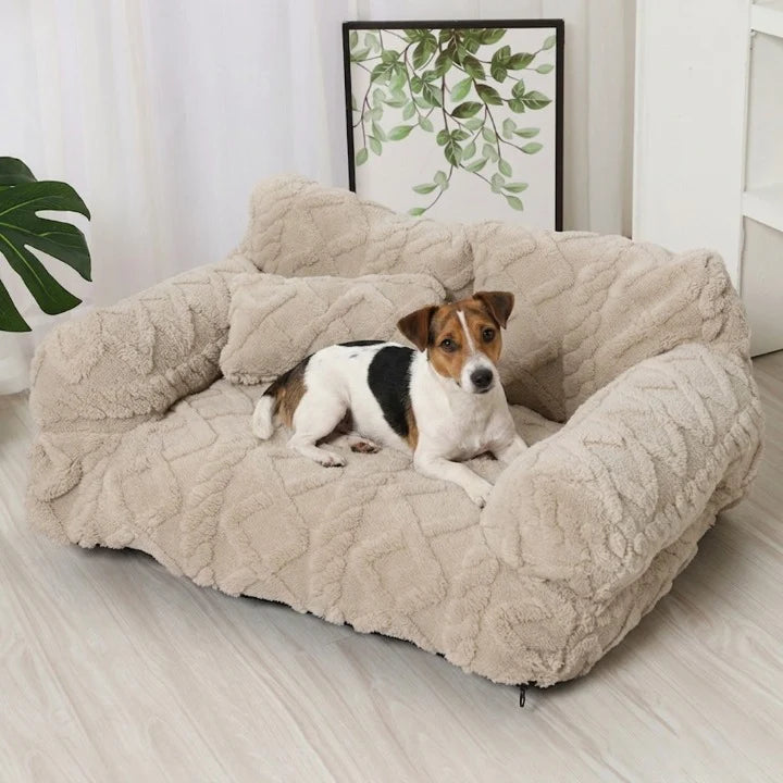 Dog Bed Plush Raised-Edge Removable Cover