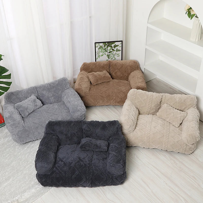 Dog Bed Plush Raised-Edge Removable Cover