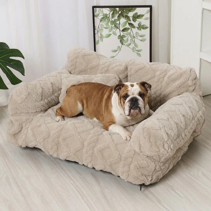 Dog Bed Plush Raised-Edge Removable Cover