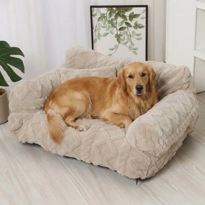 Dog Bed Plush Raised-Edge Removable Cover