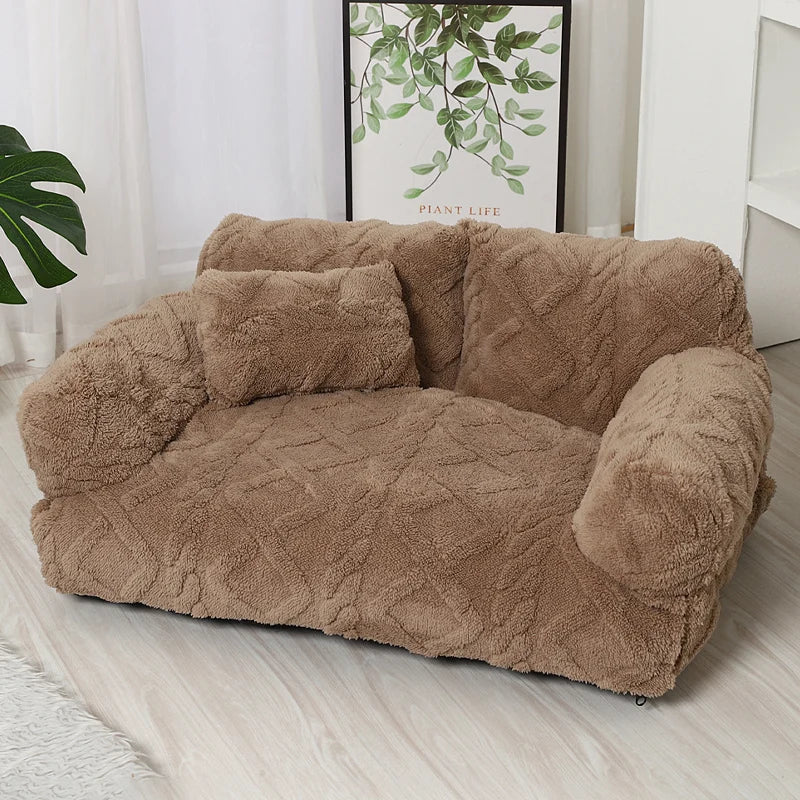 Dog Bed Plush Raised-Edge Removable Cover