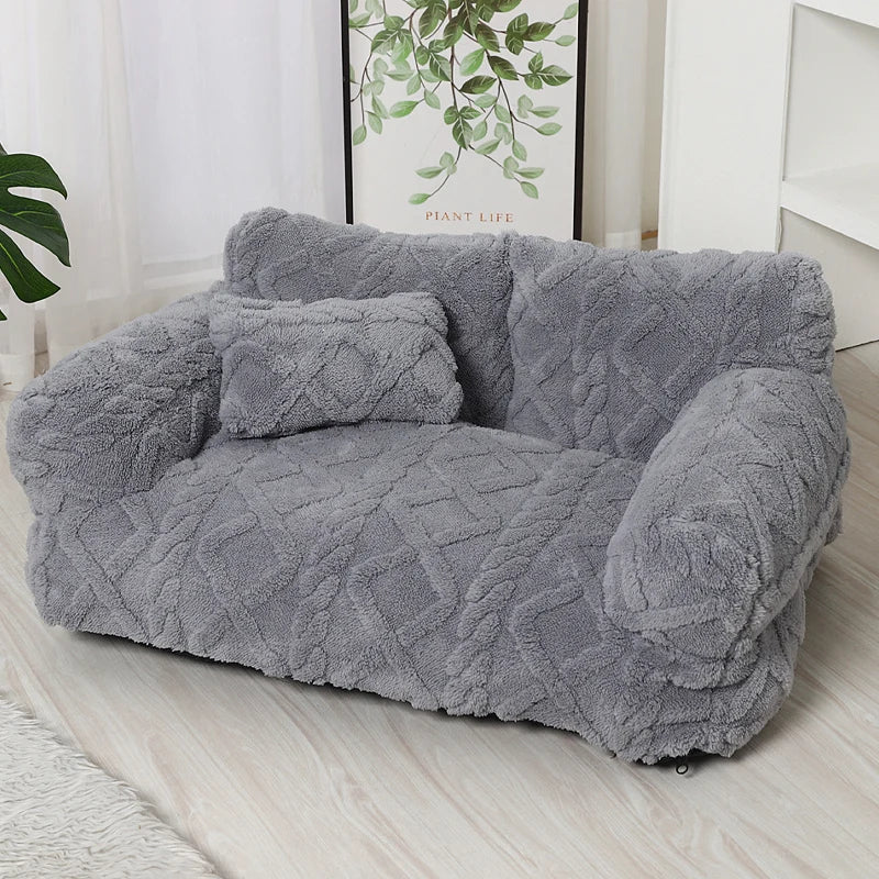 Dog Bed Plush Raised-Edge Removable Cover