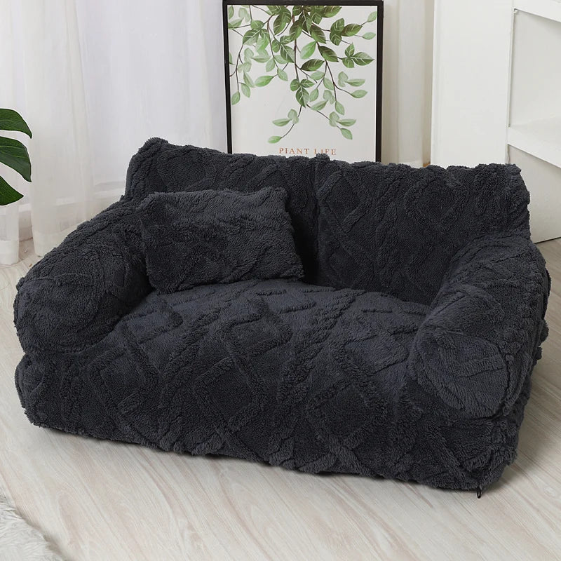 Dog Bed Plush Raised-Edge Removable Cover