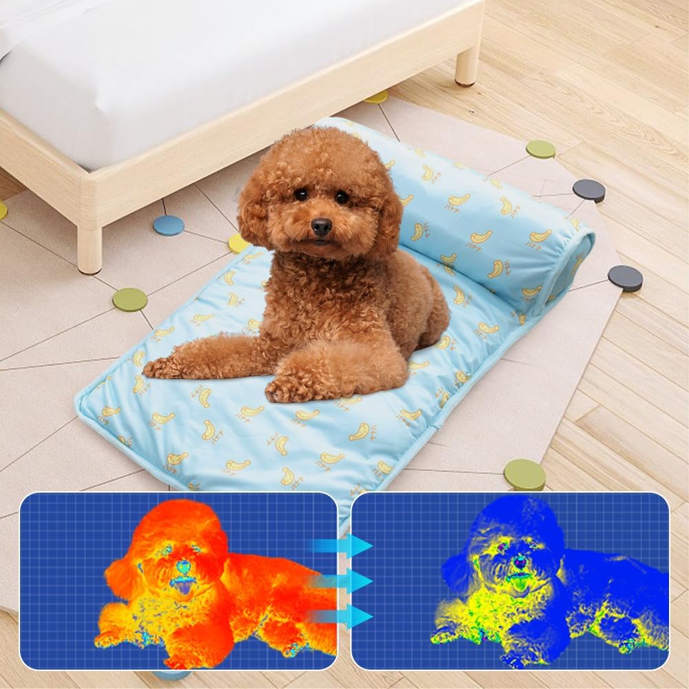 Dog Bed Self-Cooling Plush Pillow Machine Washable