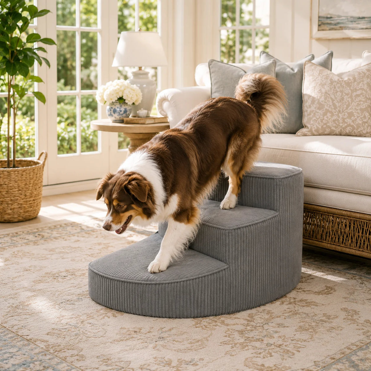 Dog Bed Stairs Orthopedic Foam Non-Slip Base & Washable Cover
