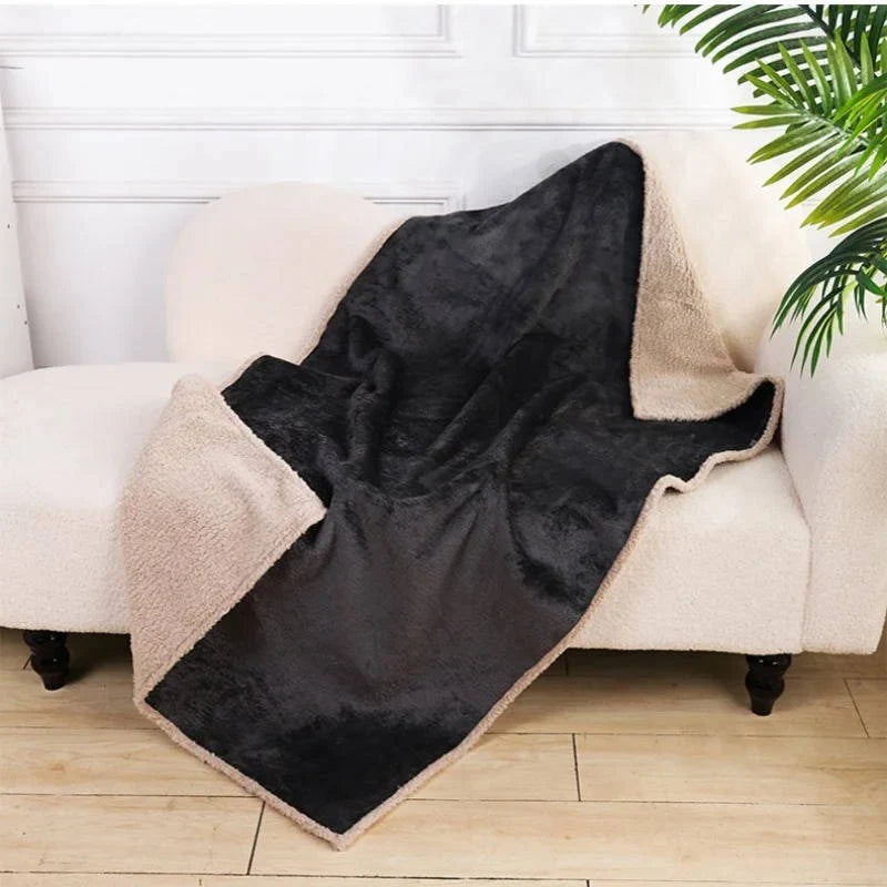 Dog Blanket Waterproof Sherpa Fleece Raised Rim
