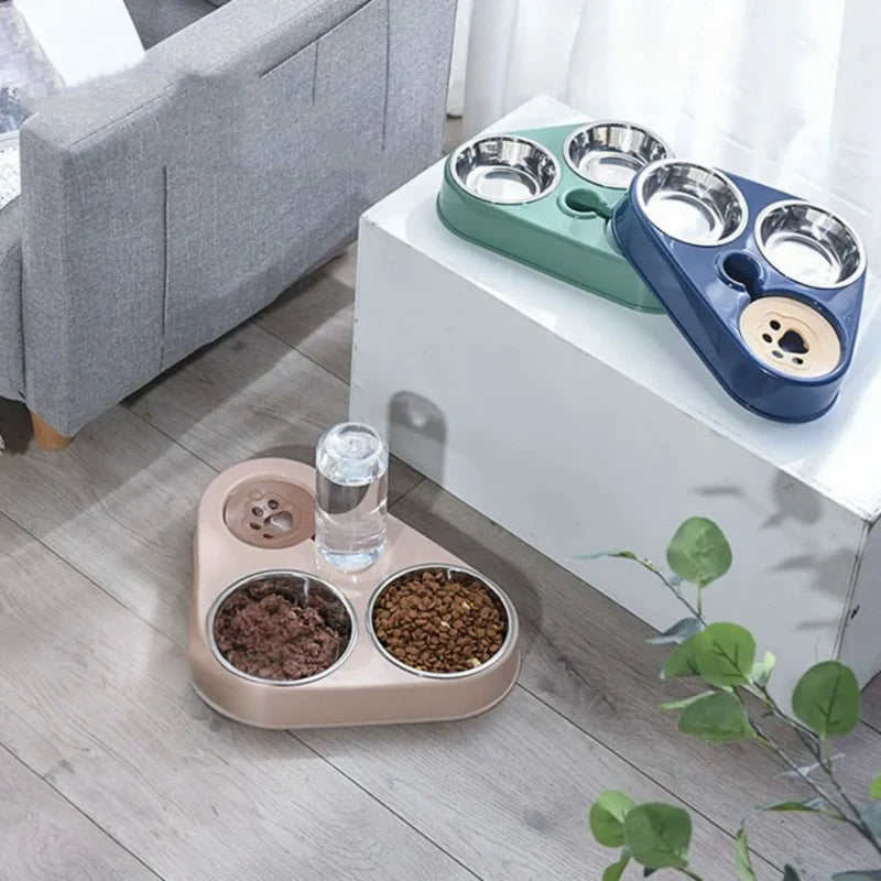 Dog Bowl Dual Bowl Stainless Steel Anti-Slip Base