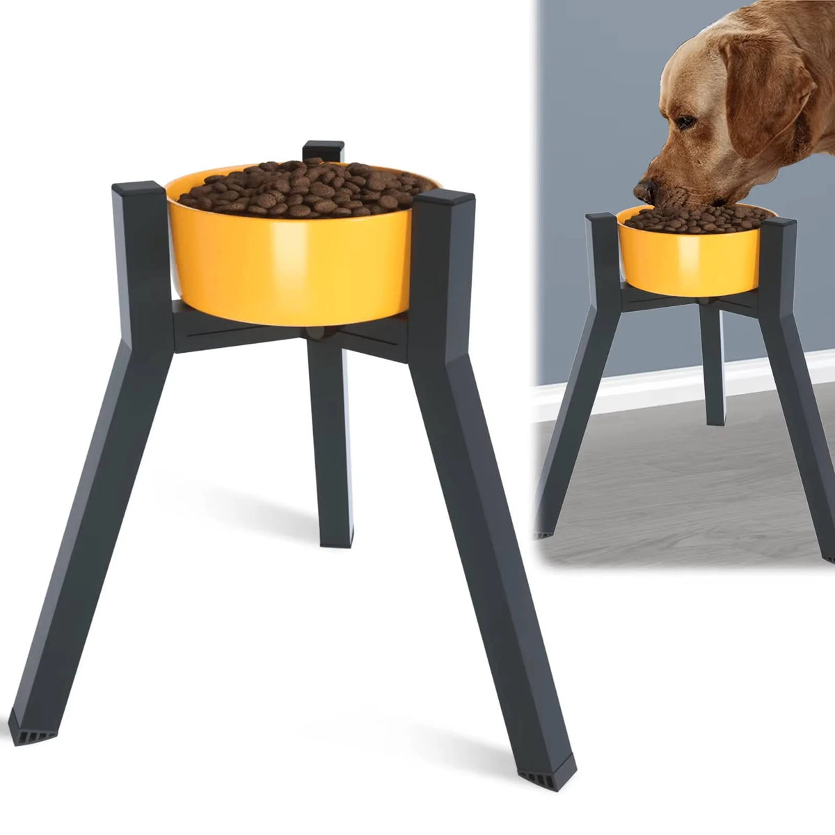 Dog Bowl Stand Adjustable Width Foldable Metal Frame