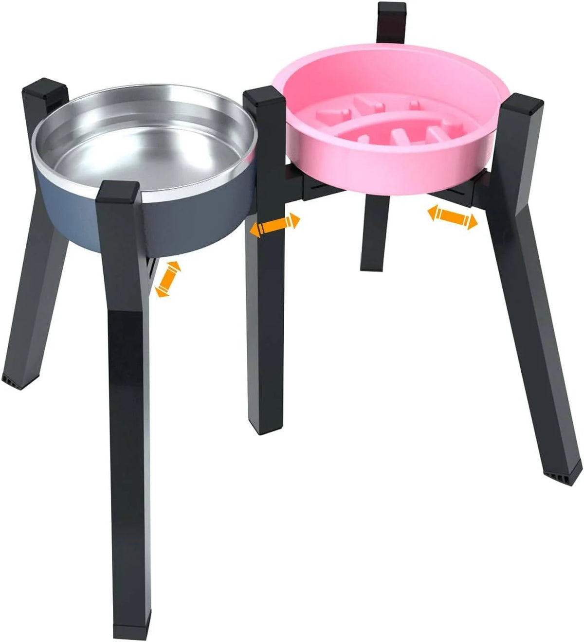 Dog Bowl Stand Adjustable Width Foldable Metal Frame