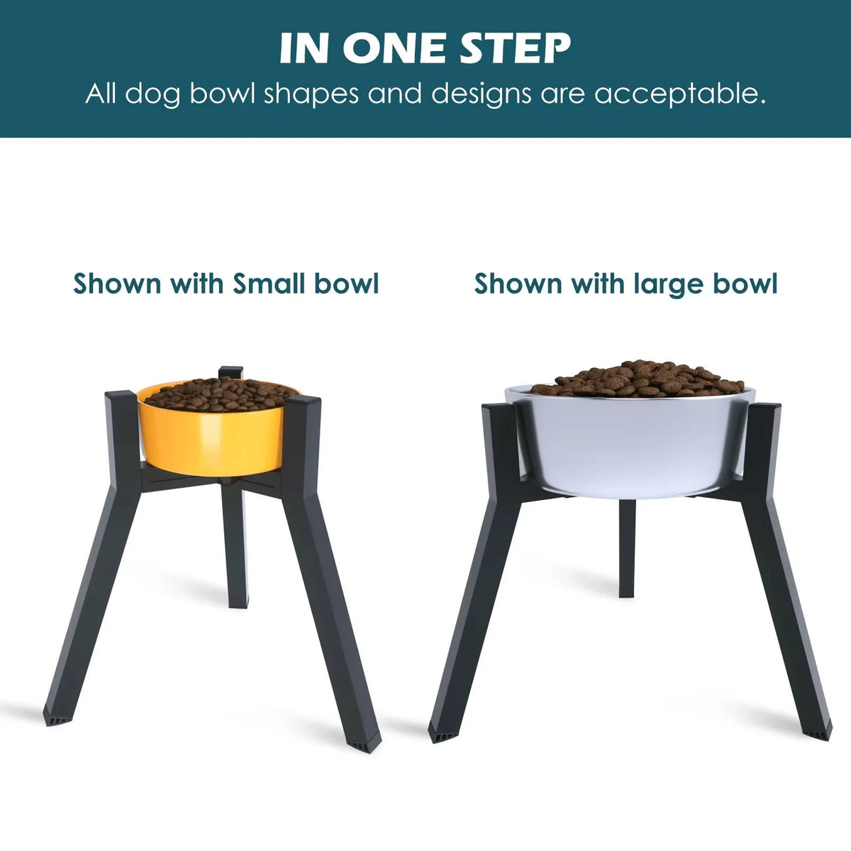 Dog Bowl Stand Adjustable Width Foldable Metal Frame