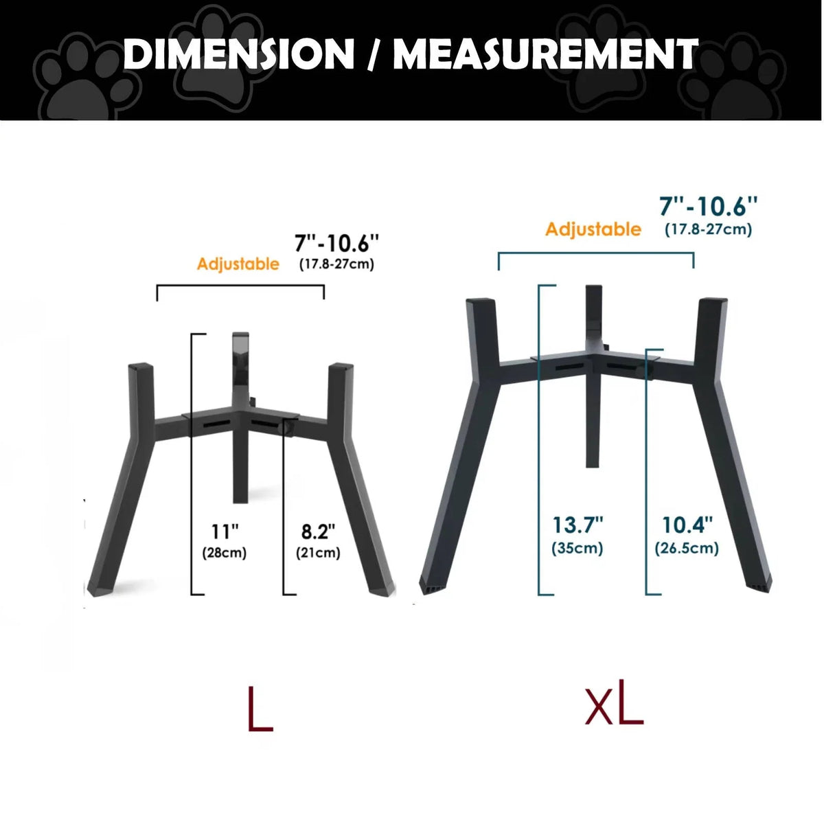 Dog Bowl Stand Adjustable Width Foldable Metal Frame