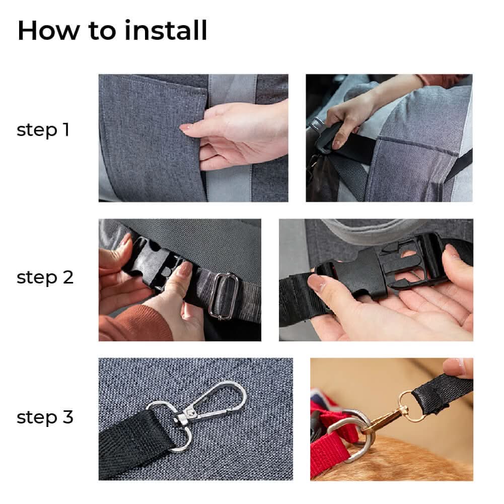 Dog Car Seat Bed Adjustable Safety Straps Non-Slip Base