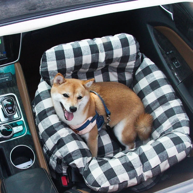 Dog Car Seat Bolster Support Non-Slip Base & Removable Cover