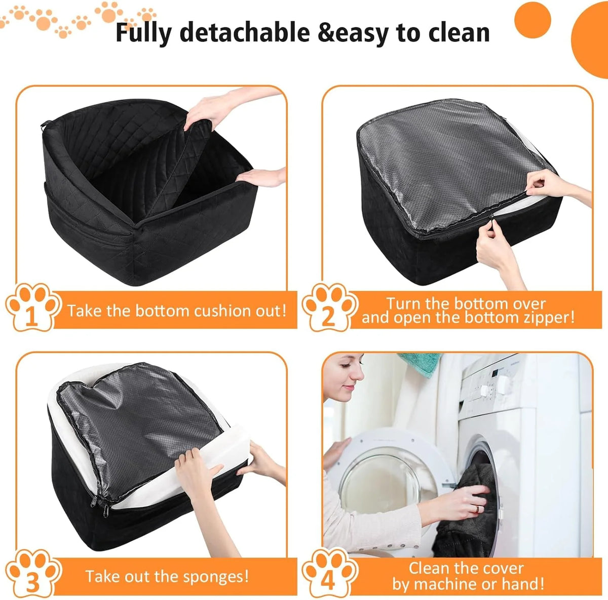 Dog Car Seat Built-In Safety Belt Removable Washable Cover