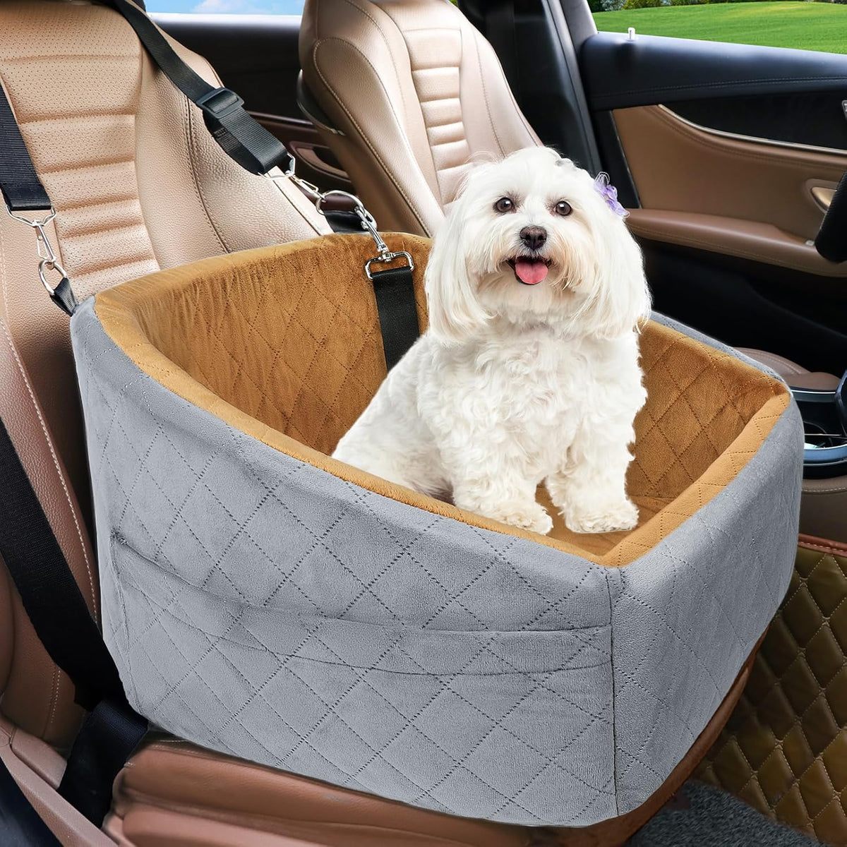 Dog Car Seat Built-In Safety Belt Removable Washable Cover