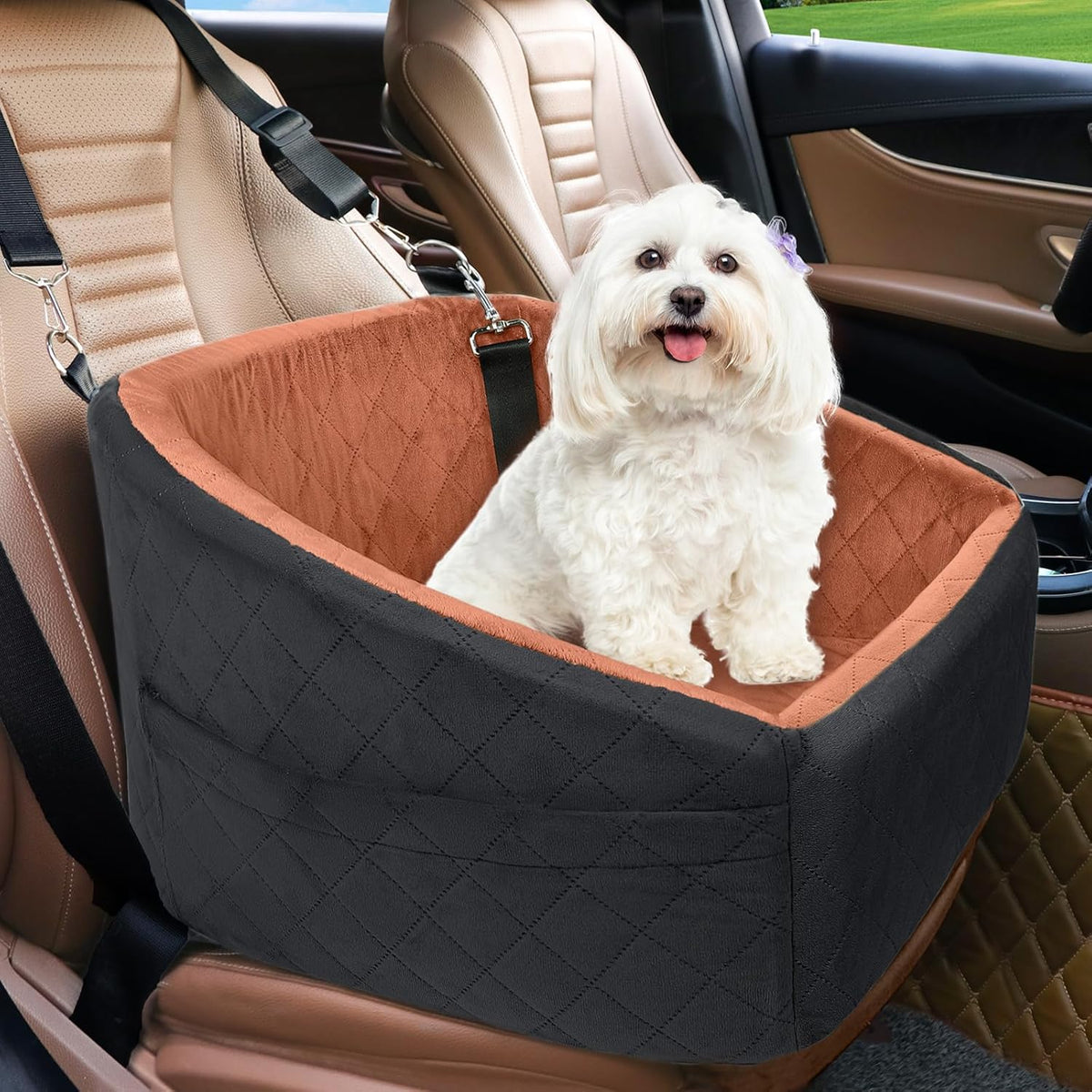 Dog Car Seat Built-In Safety Belt Removable Washable Cover
