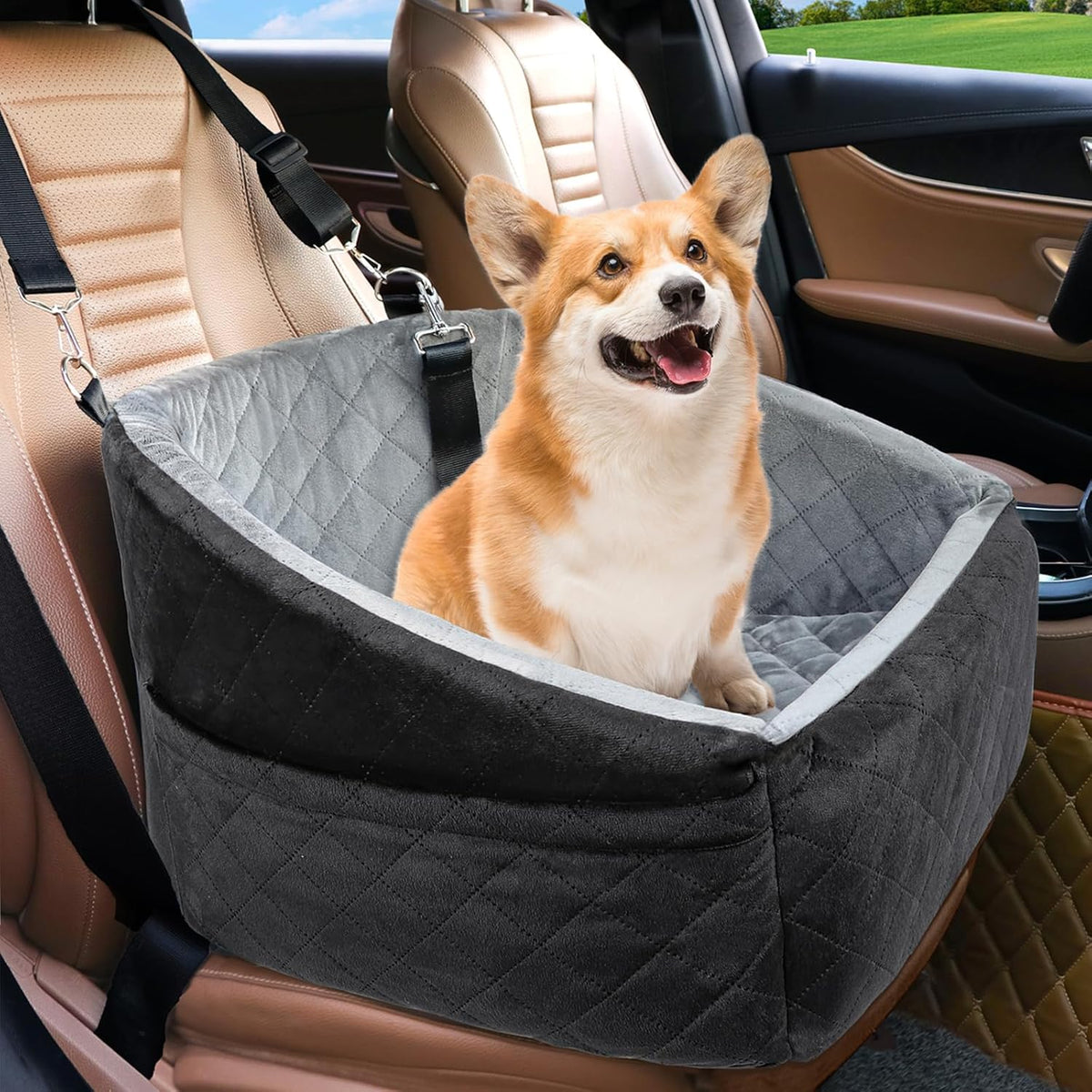 Dog Car Seat Built-In Safety Belt Removable Washable Cover