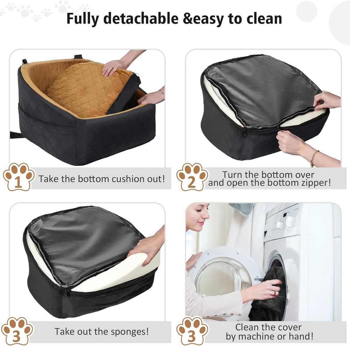 Dog Car Seat Built-In Safety Belt Removable Washable Cover