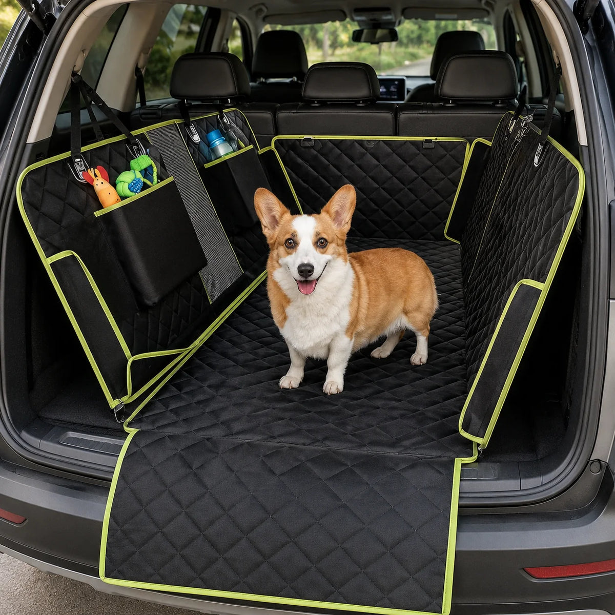 Dog Car Seat Cover 6-in-1 Quilted Waterproof Non-Slip