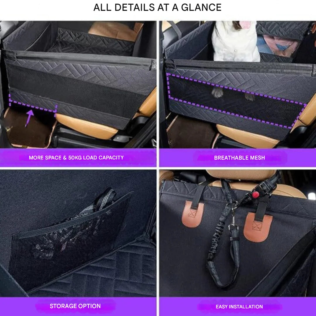 Dog Car Seat Cover Memory Foam Waterproof Reinforced Sides