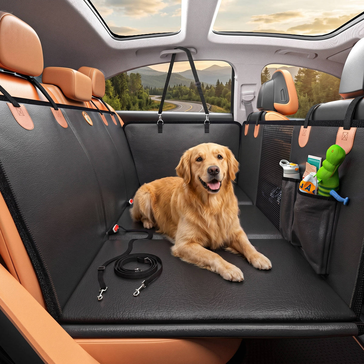 Dog Car Seat Extender Hard-Bottom Waterproof 400 lb Capacity