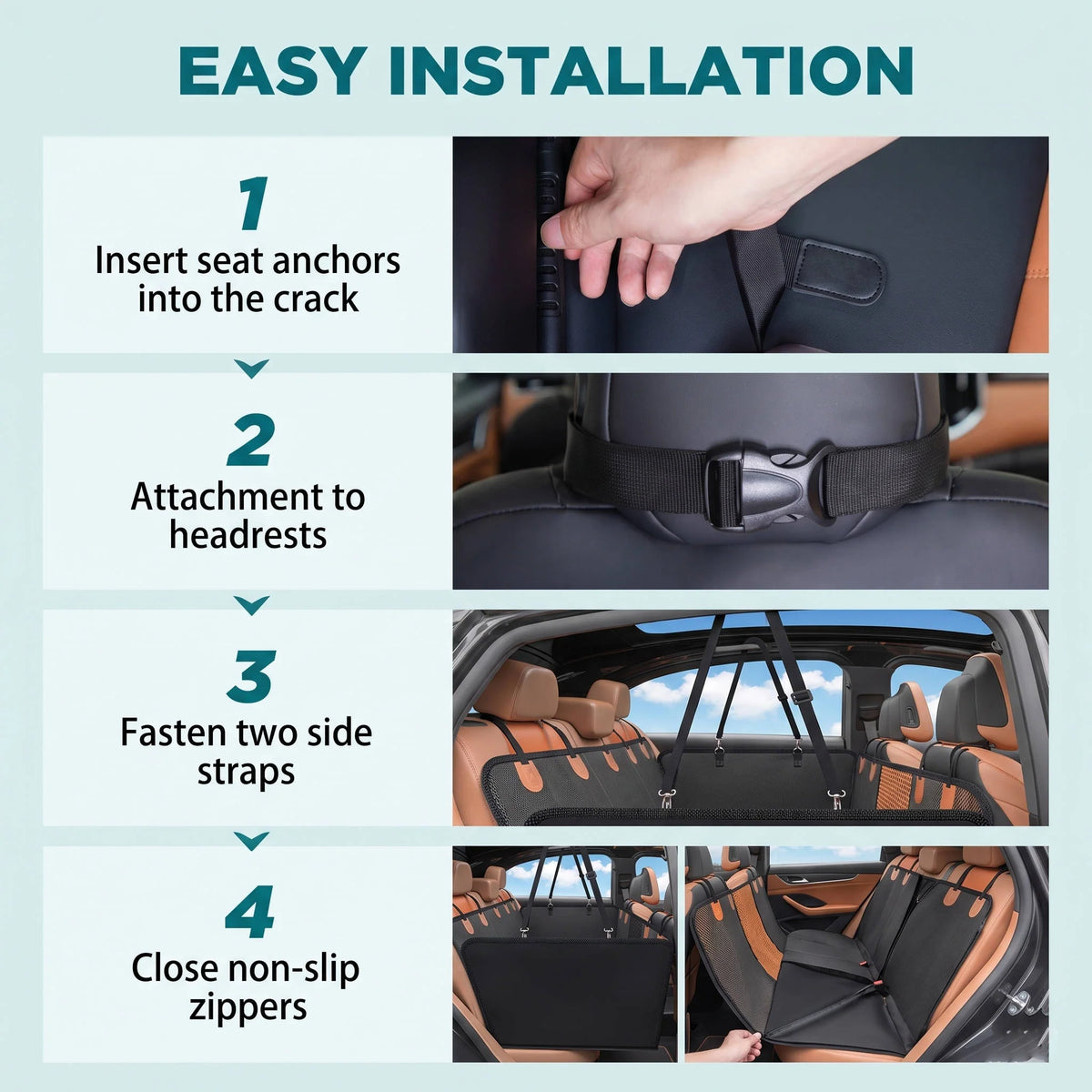 Dog Car Seat Extender Hard-Bottom Waterproof 400 lb Capacity