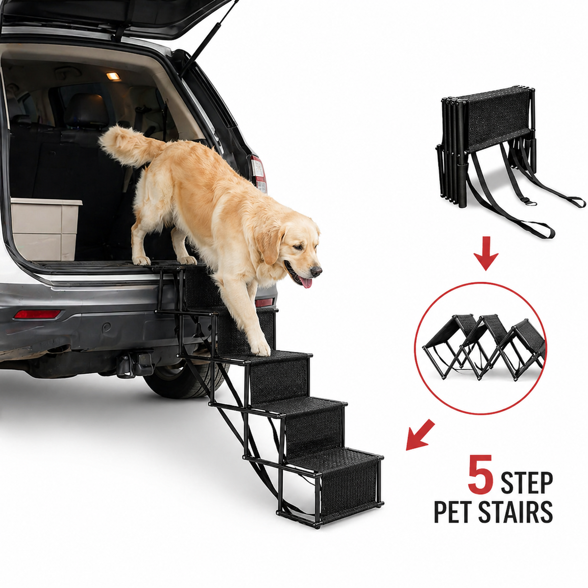 Dog Car Steps Foldable Non-Slip Steel Frame