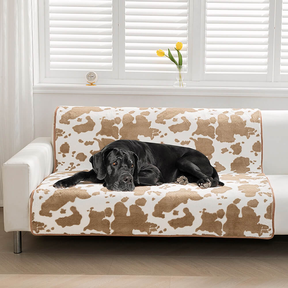 Dog & Cat Blanket Plush Cow Print Non-Slip Backing