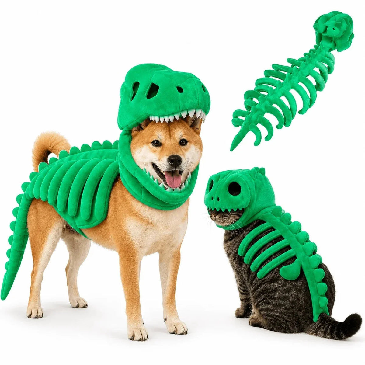 Dog & Cat Costume 3D Skeleton Hood Stretch Plush