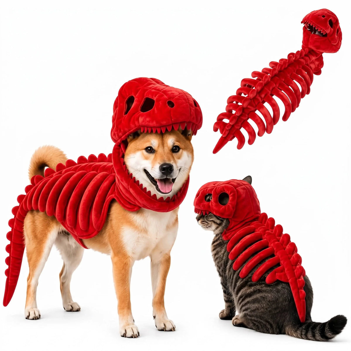 Dog & Cat Costume 3D Skeleton Hood Stretch Plush