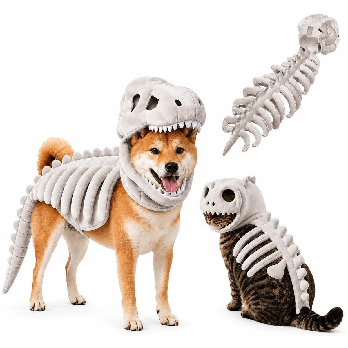 Dog & Cat Costume 3D Skeleton Hood Stretch Plush