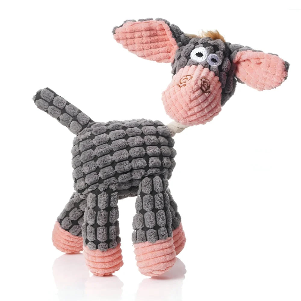 Dog Chew Toy Rope-Textured Velvet Plush Built-In Squeaker