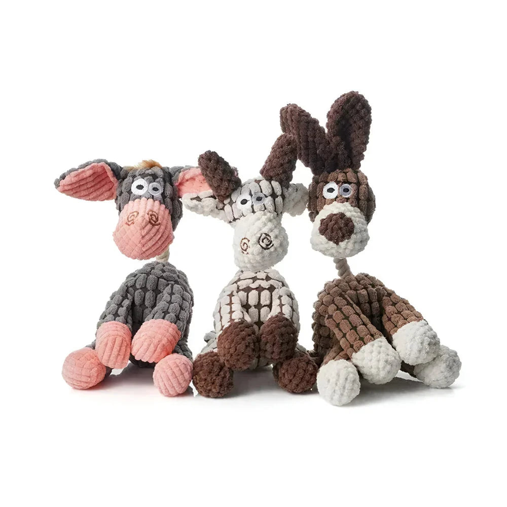 Dog Chew Toy Rope-Textured Velvet Plush Built-In Squeaker