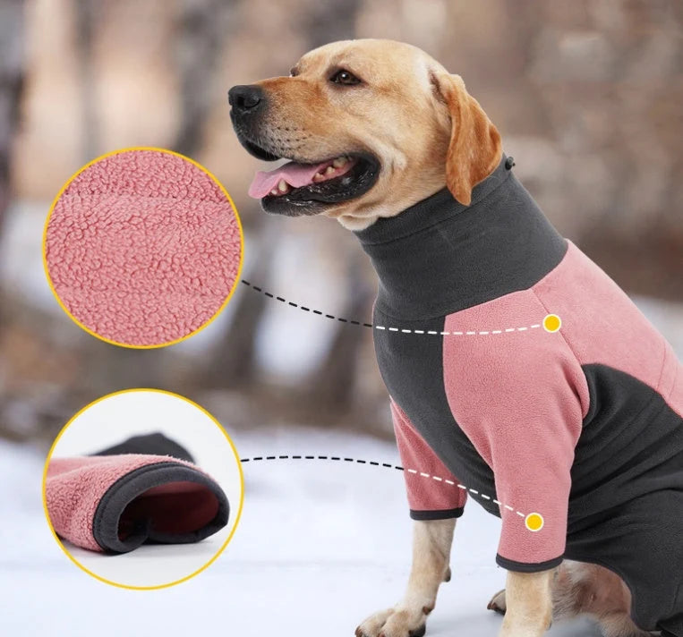 Dog Coat Fleece-Lined Quilted Zipper Closure