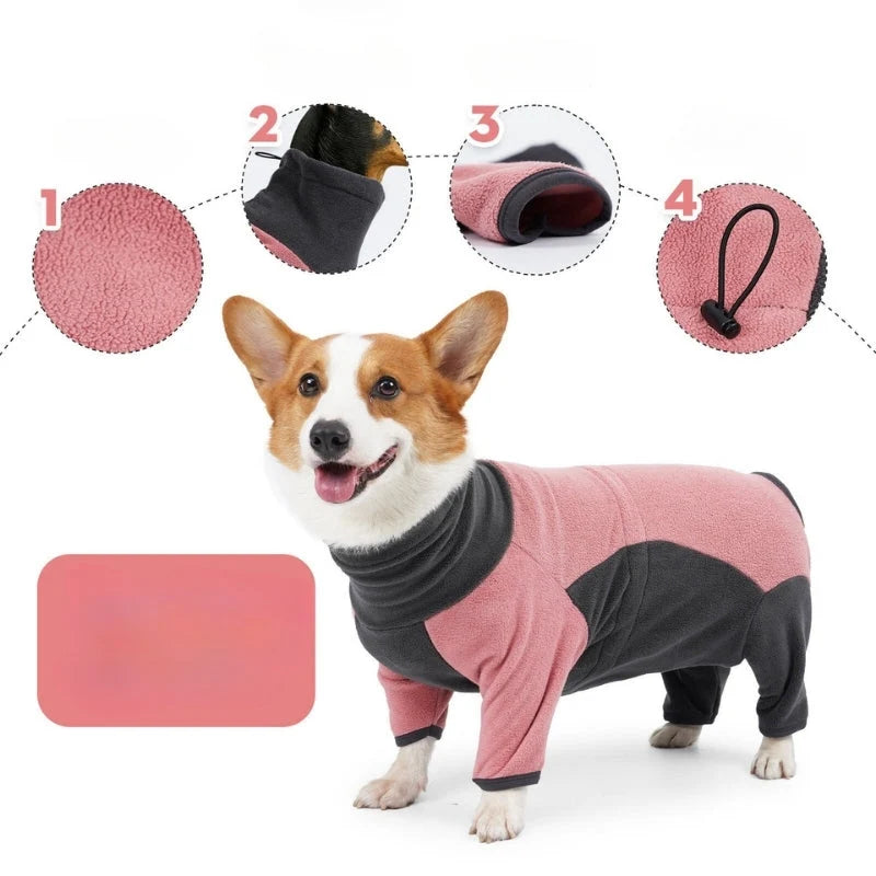 Dog Coat Fleece-Lined Quilted Zipper Closure