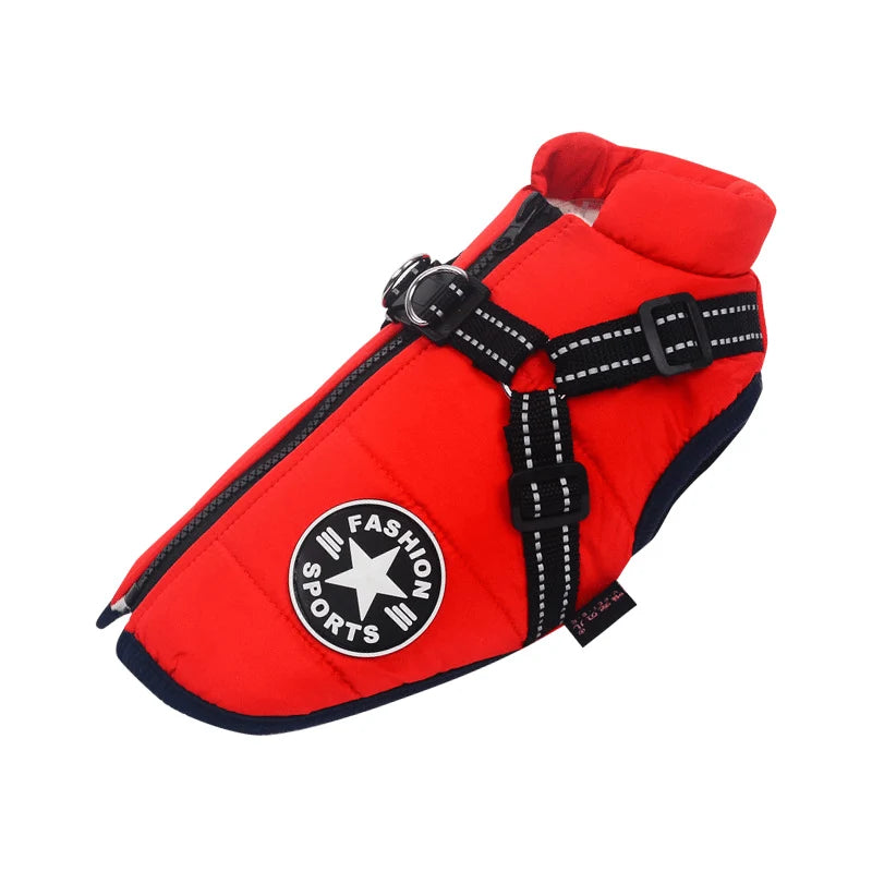 Dog Coat Insulated Water-Repellent Built-In Harness & Reflective Trim