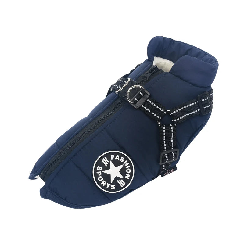 Dog Coat Insulated Water-Repellent Built-In Harness & Reflective Trim