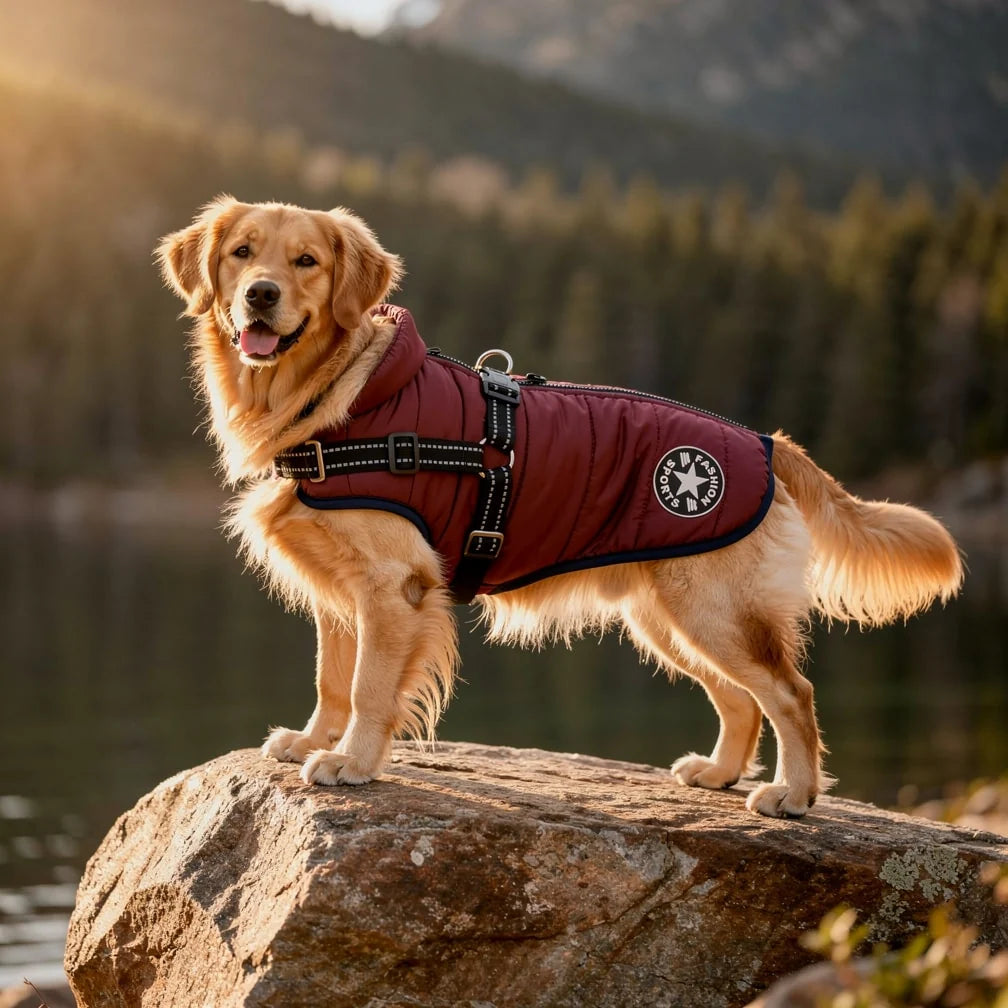 Dog Coat Insulated Water-Repellent Built-In Harness & Reflective Trim