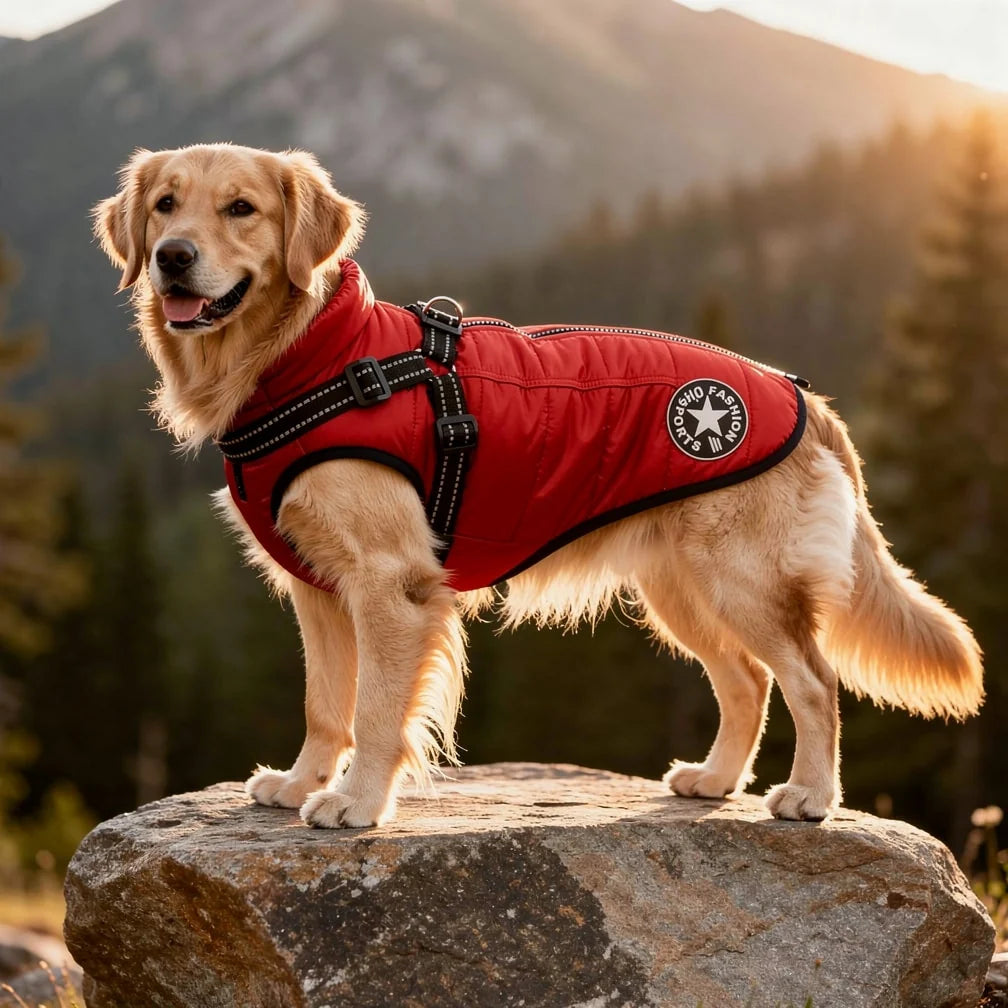 Dog Coat Insulated Water-Repellent Built-In Harness & Reflective Trim