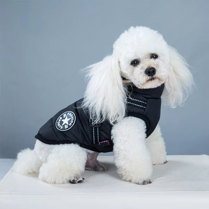 Dog Coat Integrated Harness Waterproof & Fleece-Lined Reflective Straps