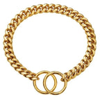 Dog Collar Solid Metal Links Hand-Polished Slip-On