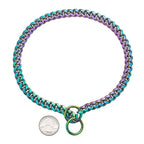 Dog Collar Solid Metal Links Hand-Polished Slip-On