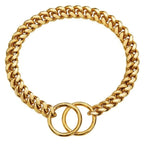 Dog Collar Solid Metal Links Hand-Polished Slip-On