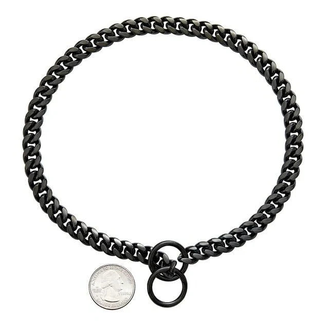 Dog Collar Solid Metal Links Hand-Polished Slip-On
