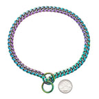 Dog Collar Solid Metal Links Hand-Polished Slip-On